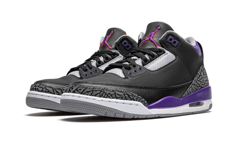 Baskets Air Jordan 3 Retro Black Court Purple pour homme et femme en vente sur Kikikickz